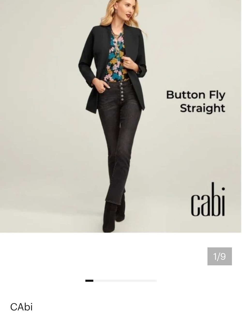 Cabi Button Fly Straight Jeans - Black